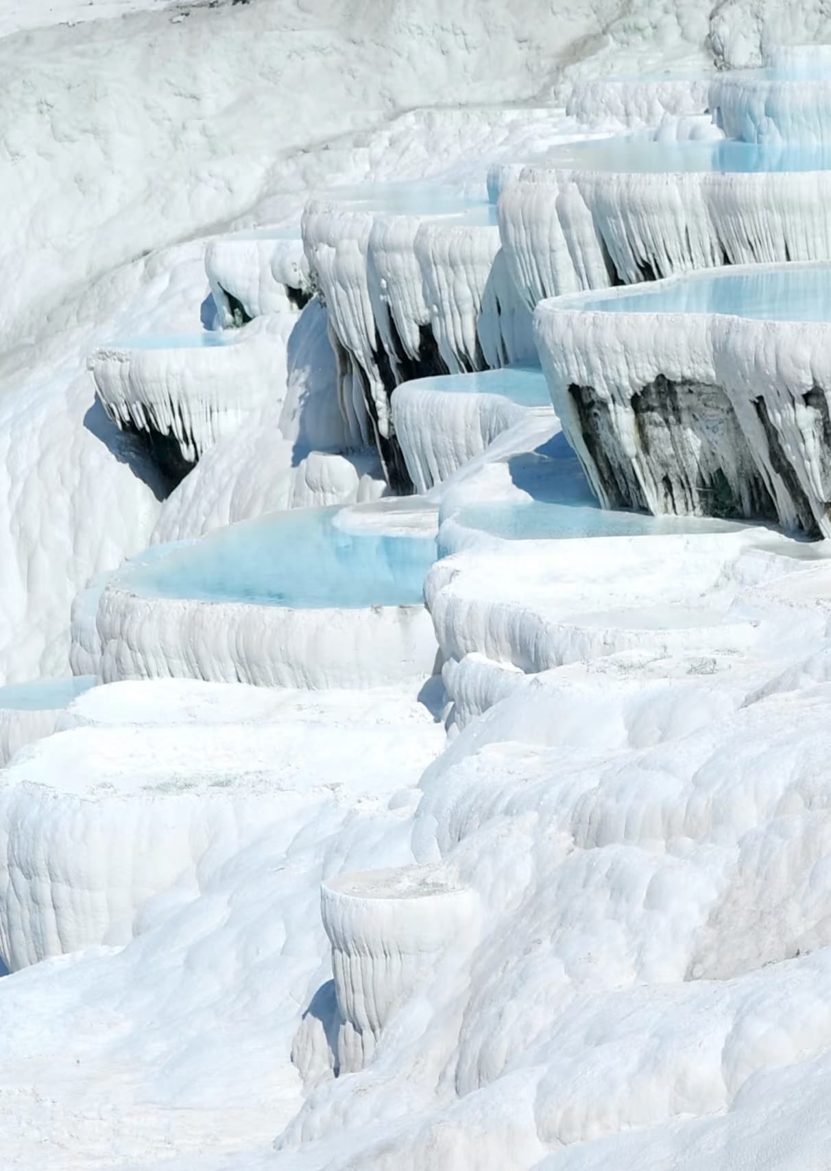 Pamukkale travertine terrace pools close-up Denizli Turkey