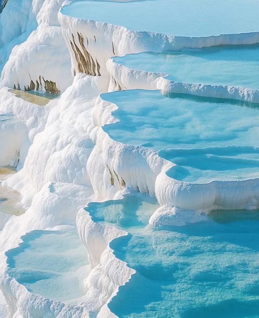 Close-up of Pamukkale cascading turquoise thermal pools